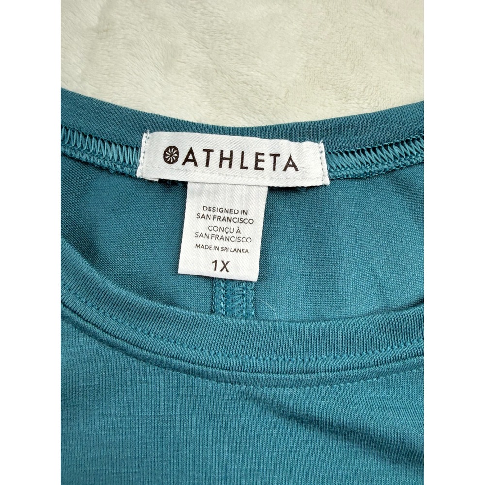 Athleta Radiate Tank Top Teal Blue Side Knot Cinch Activewear Womens 1X - Picture 2 of 9
